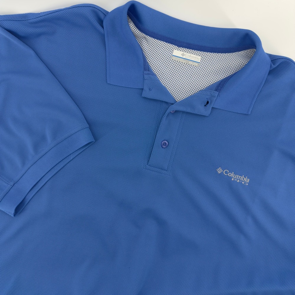 Columbia PFG Men's Blue Short Sleeve Polo‎ Shirt XXL 2TG Golf Fishing Outdoor